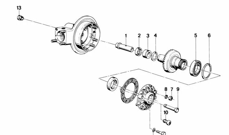 Silentblock traseiro OEM diferencial 33111239084 para BMW E23, E24, E28, E30, E31, E32, E34, E36, Z3. BMW original.