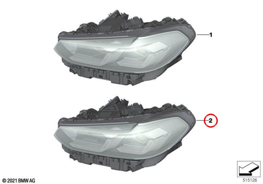 I fari laser a destra OEM 63115A0E614 per BMW G01, G08, F97, G02, F98. BMW originale.