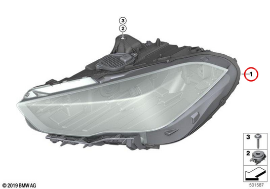 LED AHL Front Links OEM 63115A177F5 für BMW F44. Original BMW.