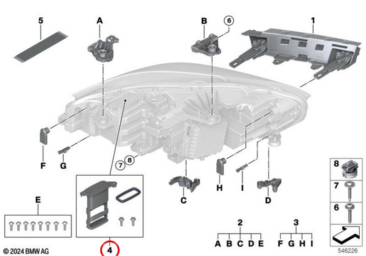Satz Trocknerbox für Scheinwerfer OEM 63115B55577 für BMW 1er F70 und 2er Gran Coupé F74. Original BMW