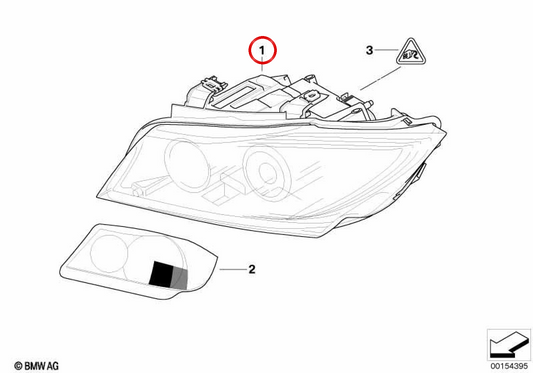 Front Bi-Xenon sinistro OEM 63117161667 per BMW E90, E91. BMW originale.