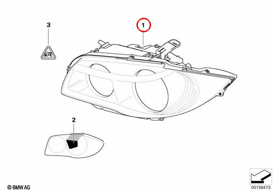BI-Xenón OEM direito 63117181290 para BMW 1 E81, E87, E82, E88. BMW original.