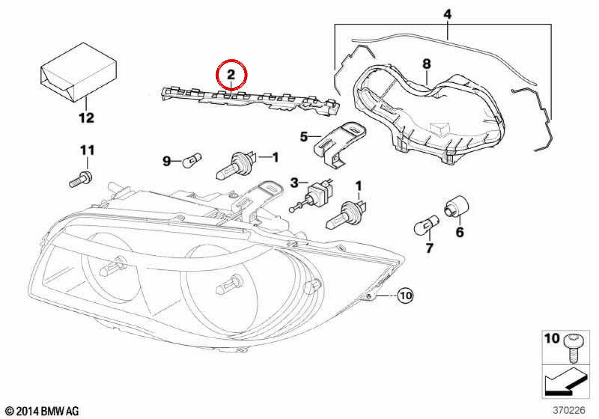 Scheda sinistra OEM 63117187861 per BMW E81, E82, E87, E88. BMW originale.