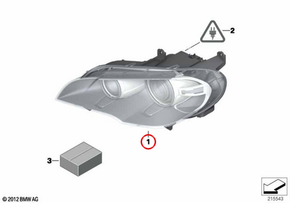 Left Bi-Xenon Faros OEM 63117240787 per BMW E70. BMW originale.