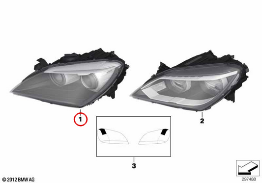 Anteriore xenón ahl a destra OEM 63117272016 per BMW F06, F12, F13. BMW originale.
