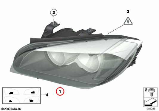 Faróis bi-Xenon AHL esquerdos OEM 63117290267 para BMW E84. BMW genuíno.