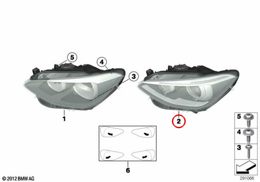 Left Fara Xenón Ahl OEM 63117296907 per BMW F20, F21. BMW originale.