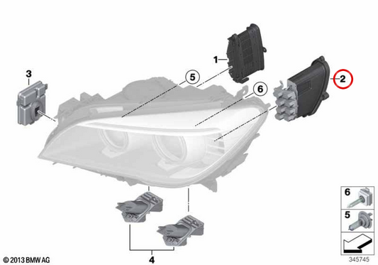 Module léger gauche OEM 63117339057 pour BMW F01, F02. BMW d'origine.