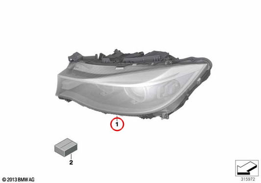 RIGHT Front OEM 6311735552 for BMW F34. Original BMW.