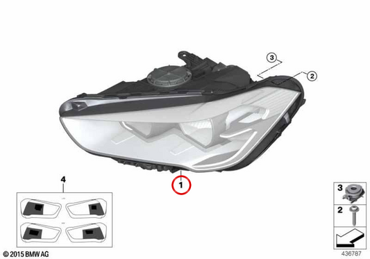 LED left front lighthouse OEM 63117428739 for BMW F48. Original BMW.