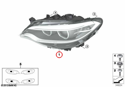 Faros LED AHL High derecho OEM 63117469784 para BMW F22, F23, F87. Original BMW.