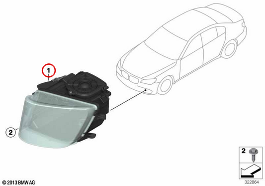 Module léger gauche OEM 63117494843 pour BMW F01, F02. BMW d'origine.