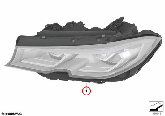 LED-Scheinwerfer vorne links OEM 63118496151 für BMW 3er G20 Limousine und G21 Touring. Original BMW
