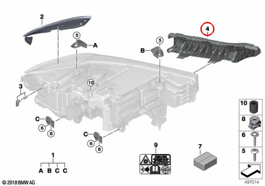 OEM Right Faro Support 63119466172 für BMW G07. Original BMW.