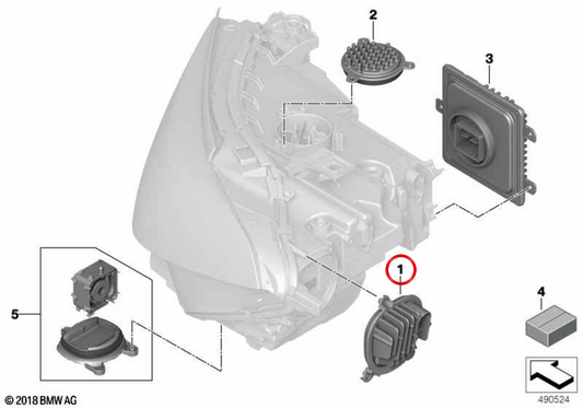 Module LED intermittent / OEM gauche gauche 63119498647 pour BMW F91, F92, F93, G14, G15, G16. BMW d'origine.