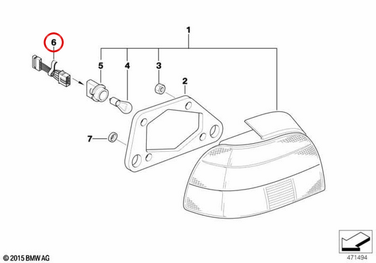 Adaptateur pour le pilote arrière gauche OEM 63120025517 pour BMW E39. BMW d'origine.