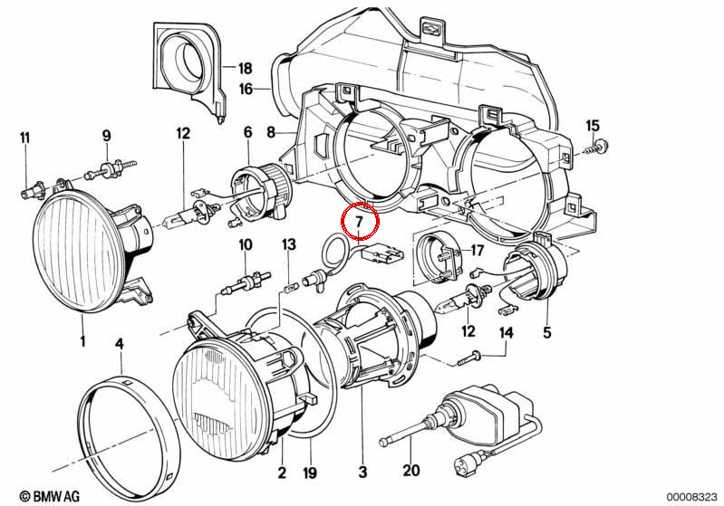 Portamparas per BMW E34, E24, E32 (OEM 63121378334). BMW originale.