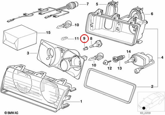 Portail Omebla Support OEM 63121387302 pour BMW E36. BMW d'origine.