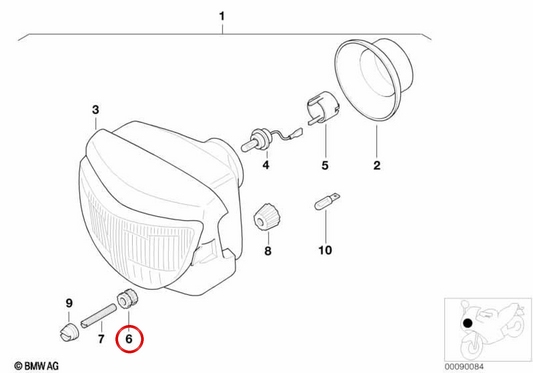 Écrou de réglage de réglage transversal OEM 63122346561 pour motos BMW F 650 GS, F 650 GS Dakar, G 650 GS. BMW Motorrad d'origine.