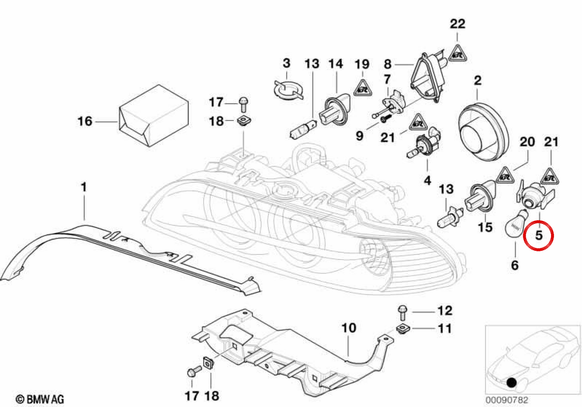 Portale intermittente OEM 63126908408 per BMW E39. BMW originale.