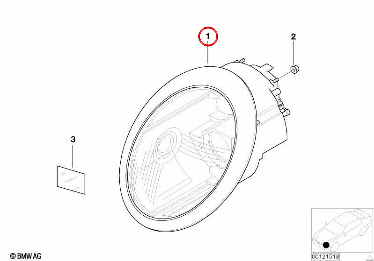 Faro sinistro OEM 63126911703 per MINI R50, R53. MINI originale.
