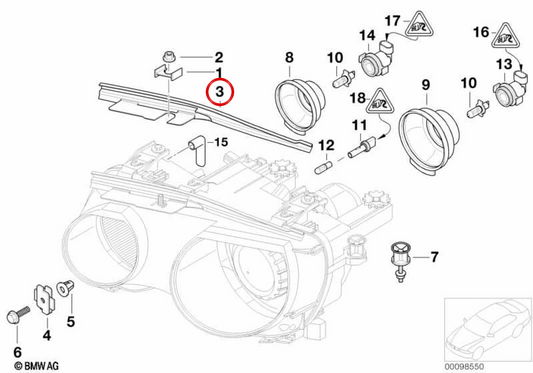 Modanatura destra OEM 63126912010 per BMW 3 E46 (316i, 318i) e altro. BMW originale.