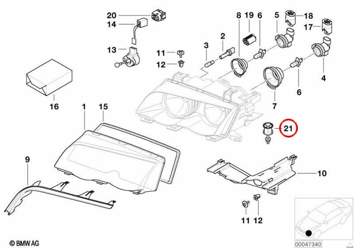 Fixing shell for intermittent OEM 63126912012 for BMW E46. Original BMW piece.