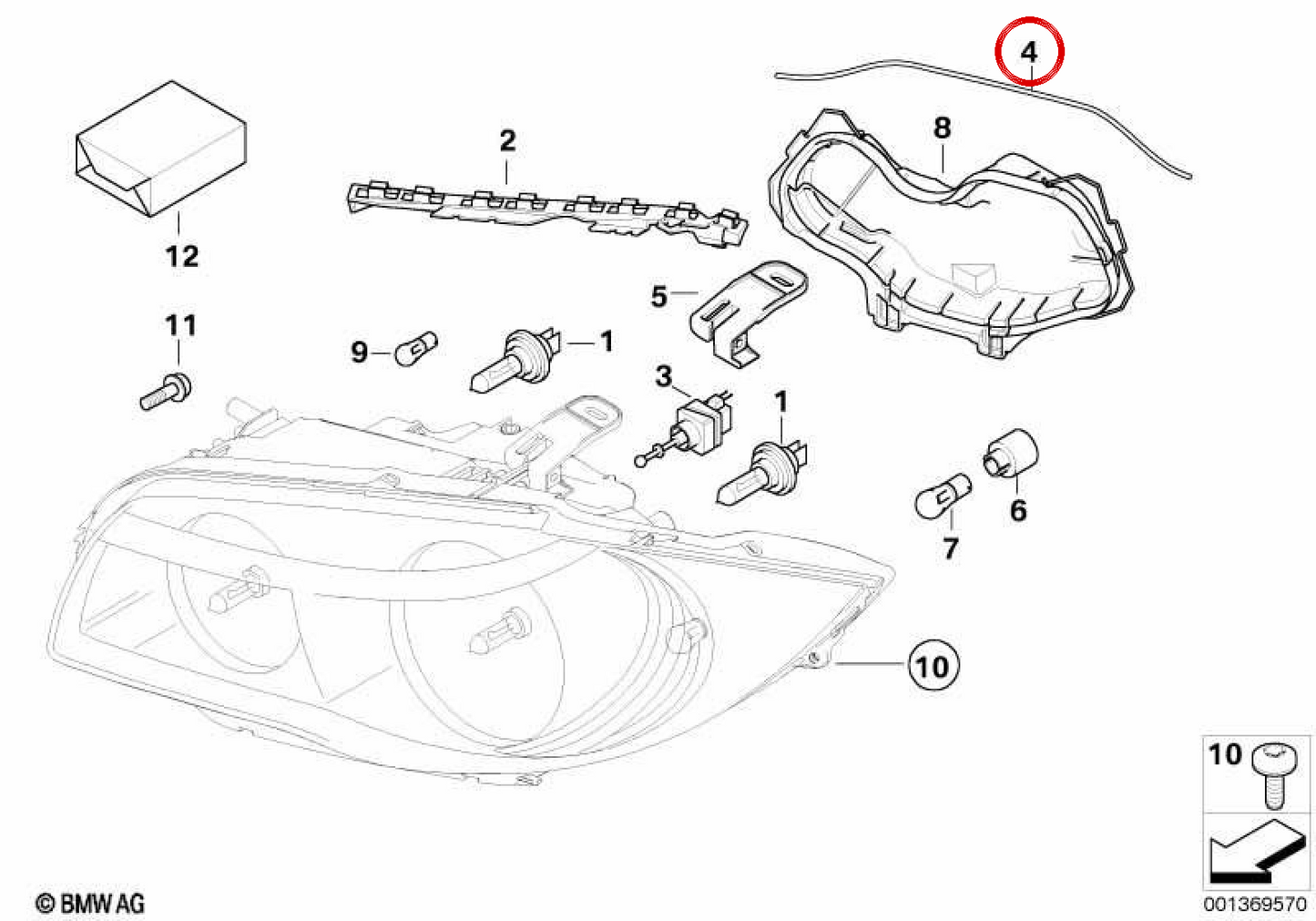 Faro Fix Support OEM 63126924671 für BMW E81, E82, E87, E88, E90, E91, E84. Original BMW Stück.