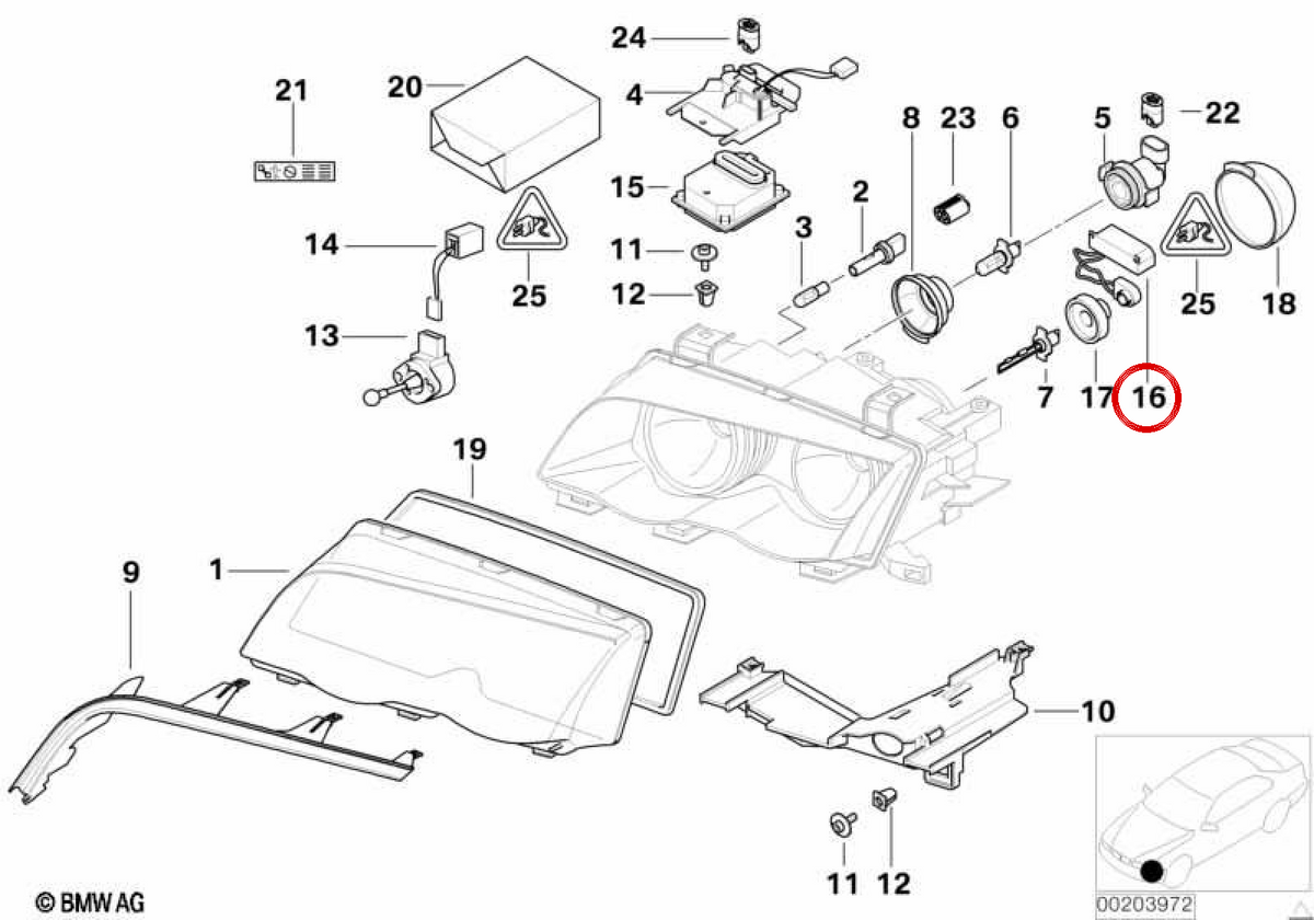 Modulo di accensione OEM Xenon 63126925648 per BMW E46. BMW originale.