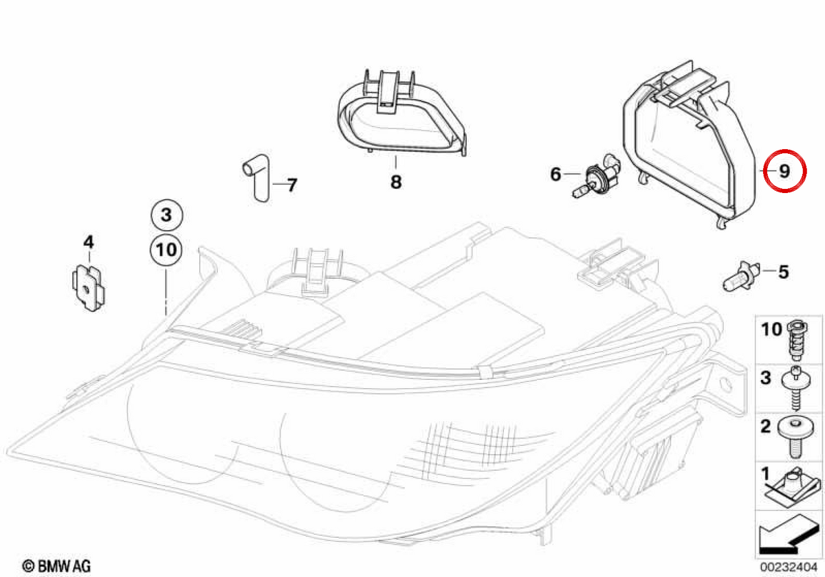 Coperchio trasversale OEM 63126943483 per BMW E63, E64. BMW originale.