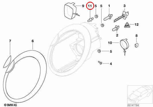 Vite agricola OEM Xenon 63126948516 per Mini R50, R52, R53. Mini originale.