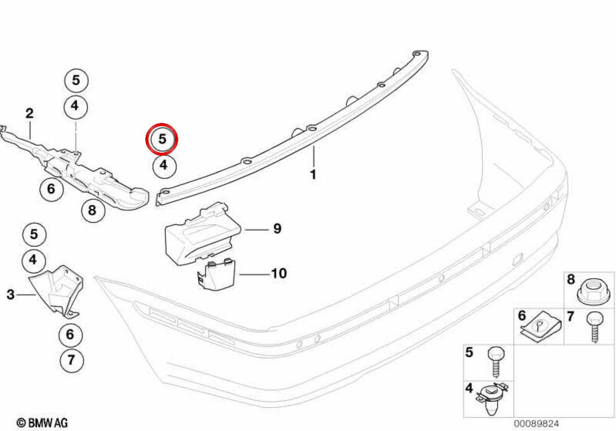 OEM adjusting screw 63126975083 for BMW E81, E87, E46, E39, E65, E66, E53. Genuine BMW