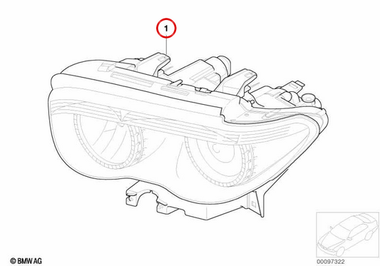 Lighthouses de xénon gauche avec OEM blanc clignotant 63127165453 pour BMW E65, E66. BMW d'origine.