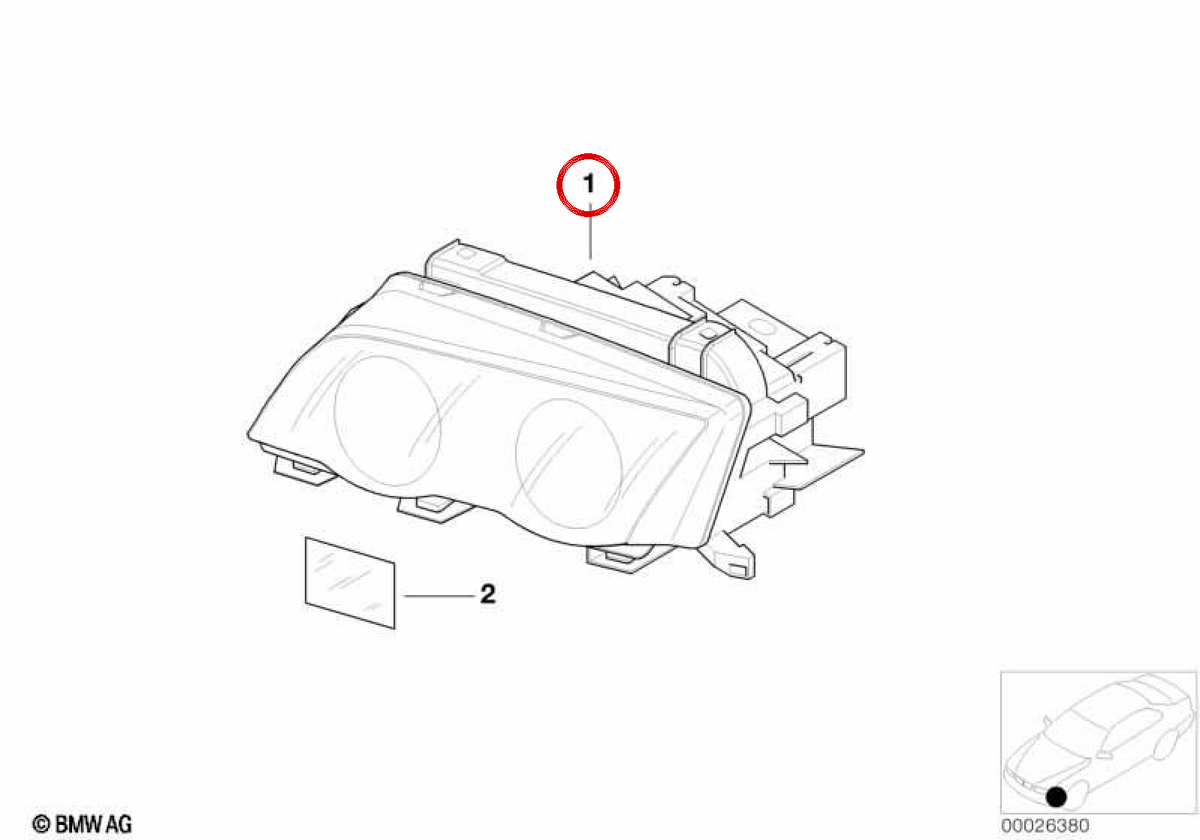Left front headlights OEM 63127165905 for BMW E46. Original BMW.