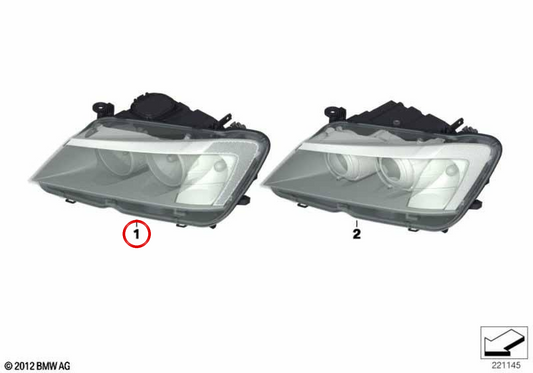 Right headlights OEM 63127217290 for BMW F25. Original BMW.