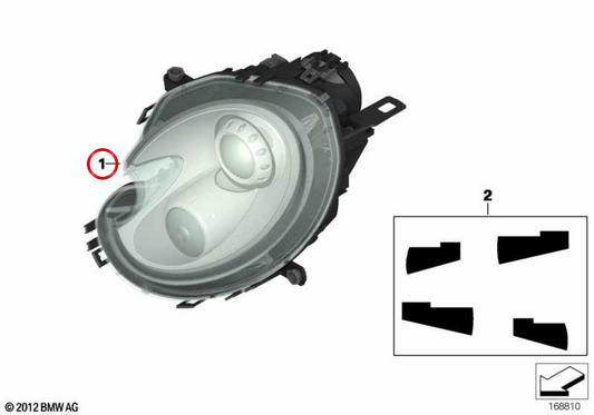 Phare droit bi-xénon OEM 63127269990 pour MINI R56, R56 LCI, Clubman R55, Cabrio R57, Coupé R58, Roadster R59... et plus. MINI d'origine.