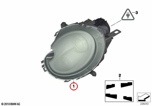 Bi-xenon headlight AHL left OEM 63127292057 for MINI R56 LCI, Clubman R55 LCI, Cabrio R57 LCI, Coupé R58, Roadster R59. Original MINI.