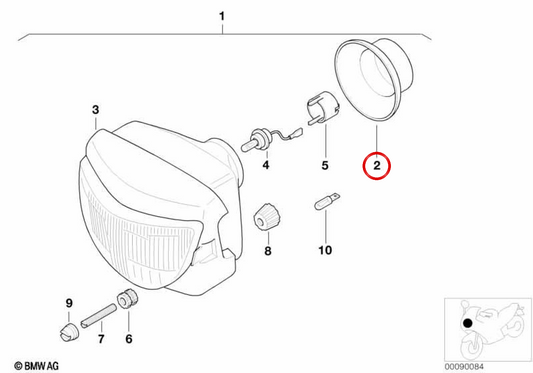 Cache phare OEM 63127650105 pour motos BMW F 650 GS, F 650 GS Dakar, G 650 GS. BMW Motorrad d'origine.