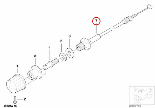 Câble Bowden OEM 63127655600 pour motos BMW R1150RT, R850RT, R1150RS. BMW Motorrad d'origine.