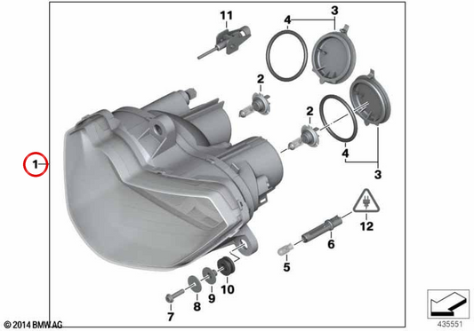 OEM-Scheinwerfer 63127713432 für BMW F800S, F800ST, F800GT Motorräder. Original BMW Motorrad.