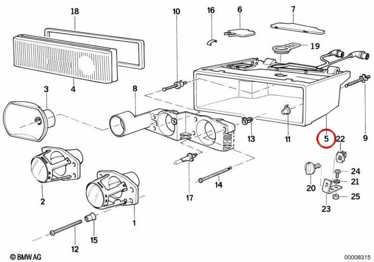 BMW E31 Housing. OEM 63128354551. BMW originale.
