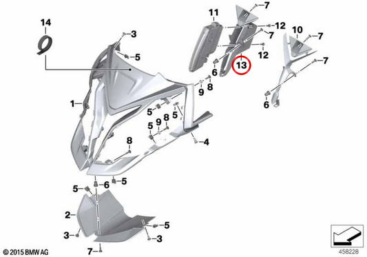 Caixa de luz de circulação diurna OEM 63128552995 para motocicletas BMW S 1000 XR. Originais BMW Motorrad.