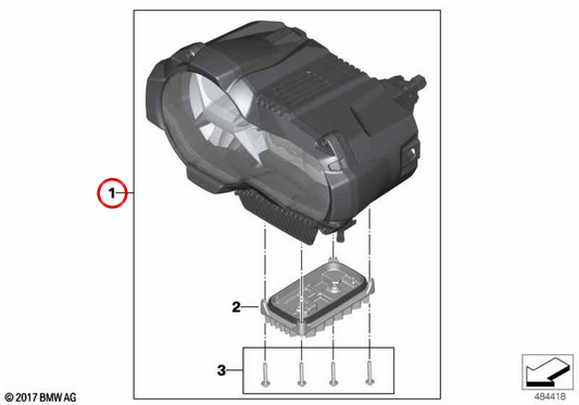 Front LED FARA OEM 63128565406 for bmw R1200gs motorcycles, R1250gs, R1200gs Adventure, R1250gs Adventure. Original BMW Motorrad.