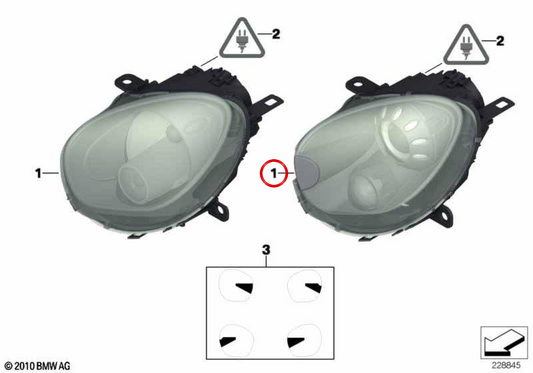 Faro anteriore sinistro bifaro bi-xenon OEM 63129807479 per MINI Countryman R60, Paceman R61… e altro. Originale MINI.