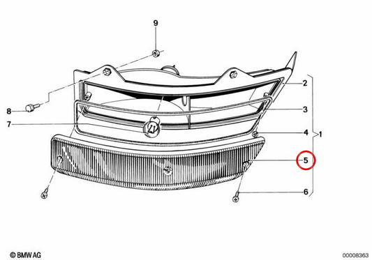 Rechte hintere Pilot -OEM 63131360710 für BMW E12. Original BMW.