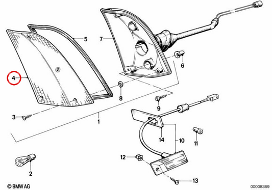 Pilota posteriore sinistro OEM 63131370545 per BMW E23. BMW originale.