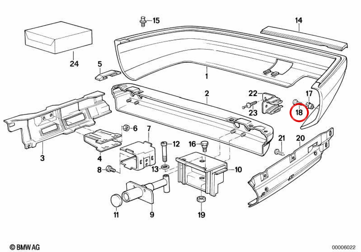 BMW Schraube 3 E30, 7 E32 -Serie (OEM 63131370849). Original BMW.
