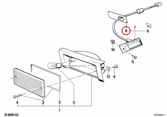 Guarnizione destra del faro OEM 63131378014 per BMW Serie 3 E30. Originale BMW.