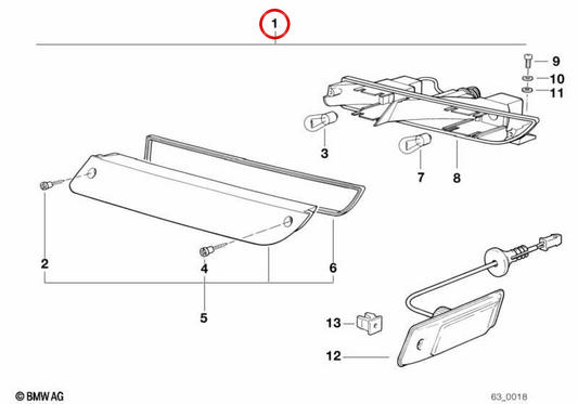 Intermitente delantero izquierdo OEM 63132290341 para BMW Z1 (E30). Original BMW.