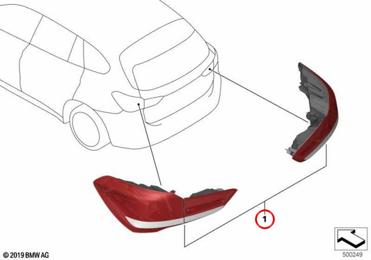Facelift arrière arrière pour BMW X1 F48 (OEM 63132473550). BMW d'origine